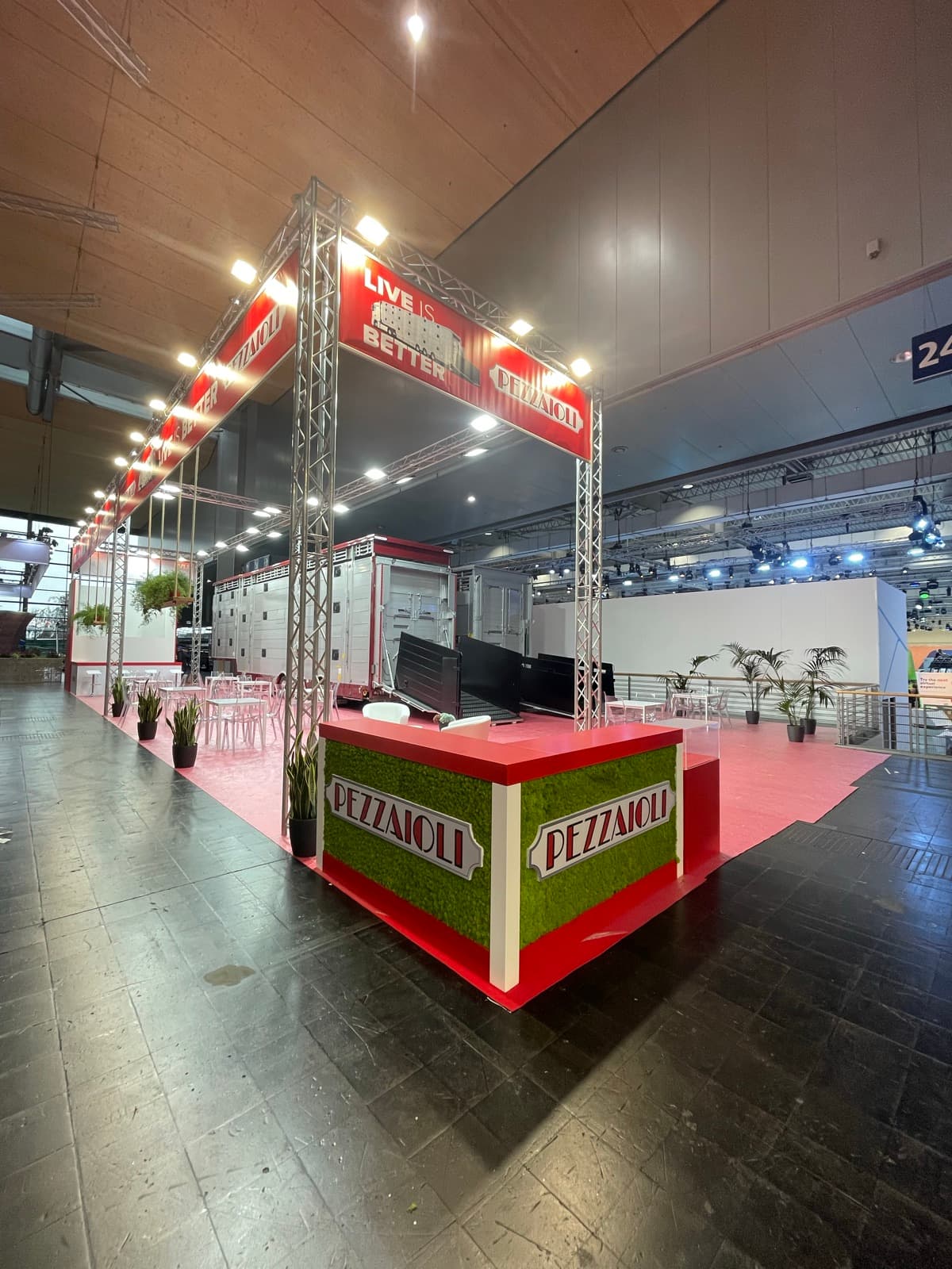 Pezzaioli branded counter on red carpet