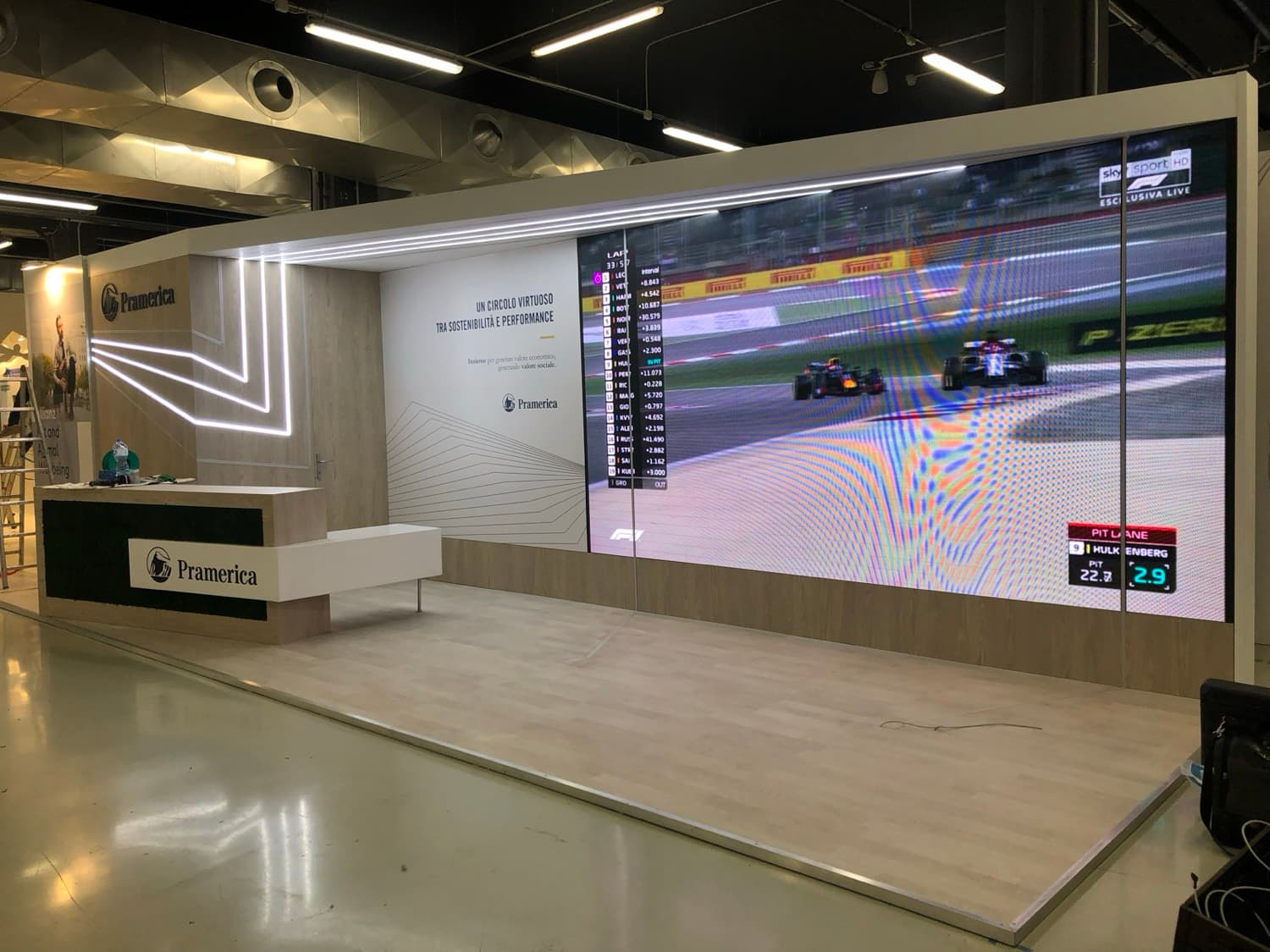 Pramerica stand with live broadcast wall